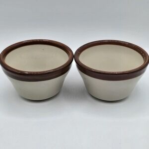 2 Rego Dessert Fruit Bowl 2.5" Tall Vtg Restaurant Ware C656-25 Beige Brown Rim